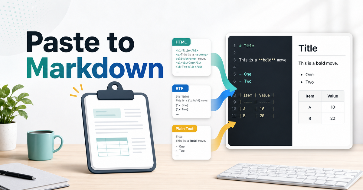 Paste to Markdown - Local Clipboard HTML, RTF, and Text Converter